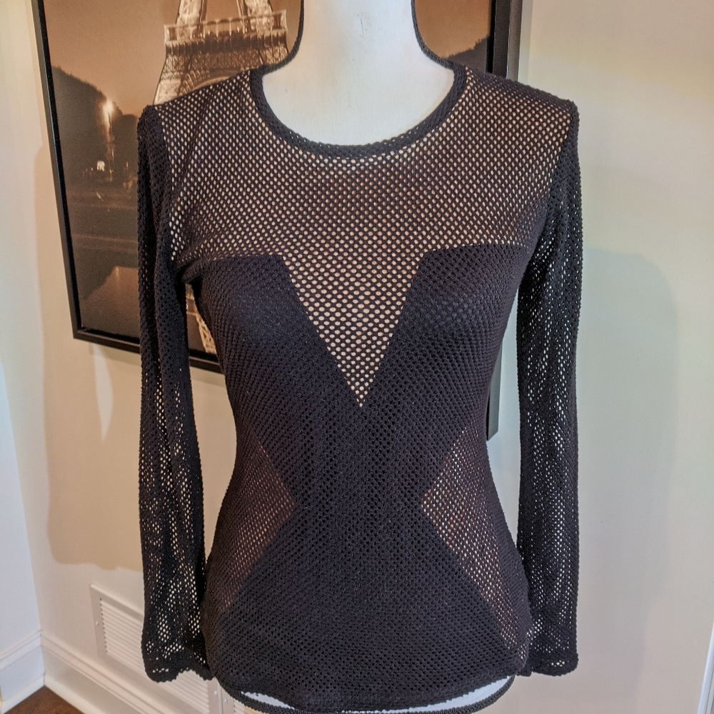 BCBGMAXAZRIA black/tan X top. Sz S - Picture 4 of 11